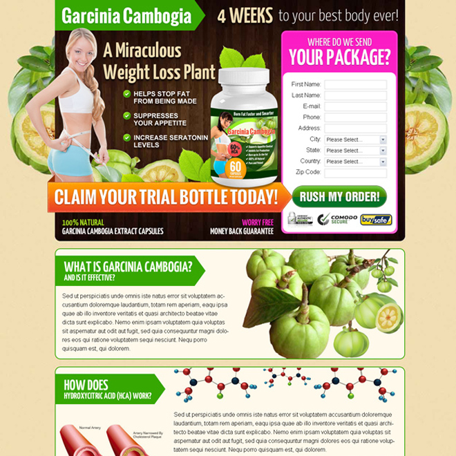 natural garcinia cambogia lead generation landing page design templates to boost sales your product online Weight Loss example