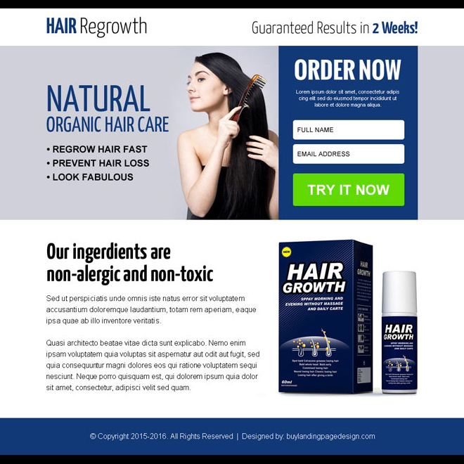 natural hair growth product ppv landing page design