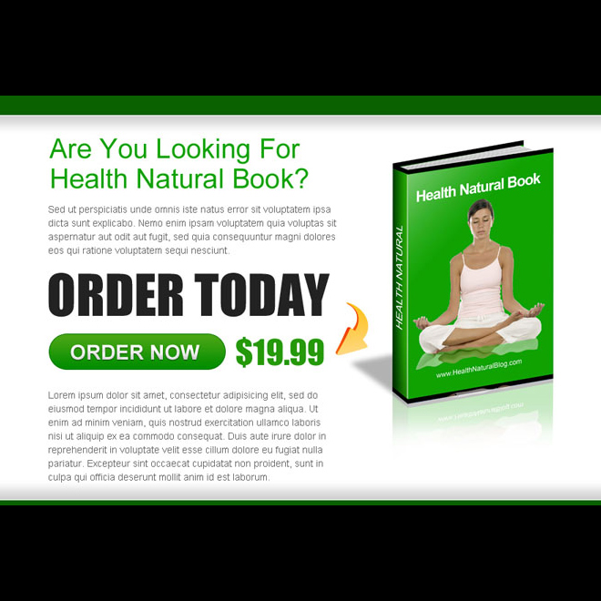 order health natural ebook ppv landing page design template E Book example