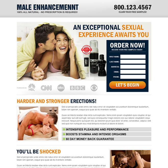 natural male enhancement product lead capture landing page design templates Male Enhancement example