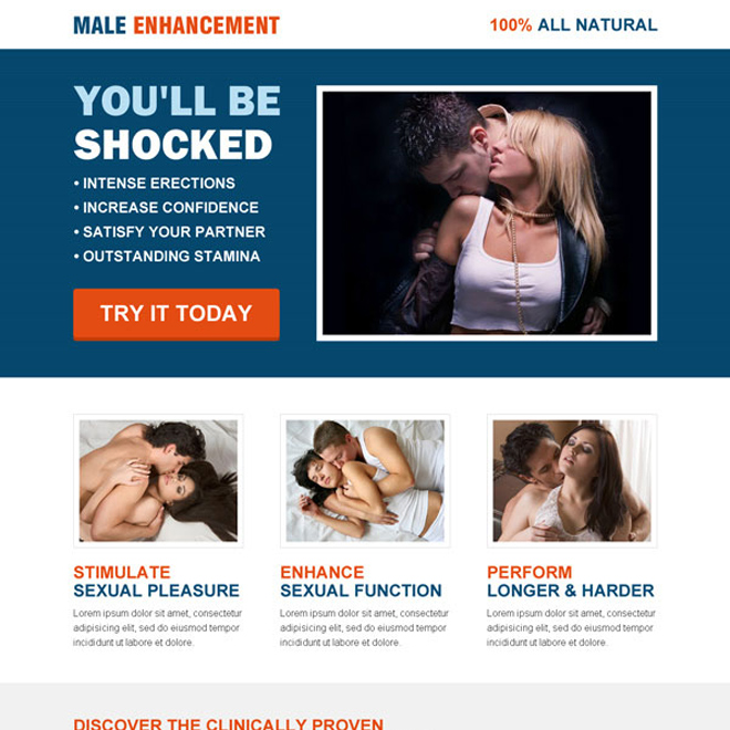 high converting male enhancement responsive landing page design template to boost your traffic Male Enhancement example