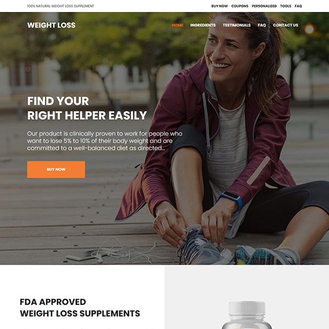 natural weight loss supplement responsive website design