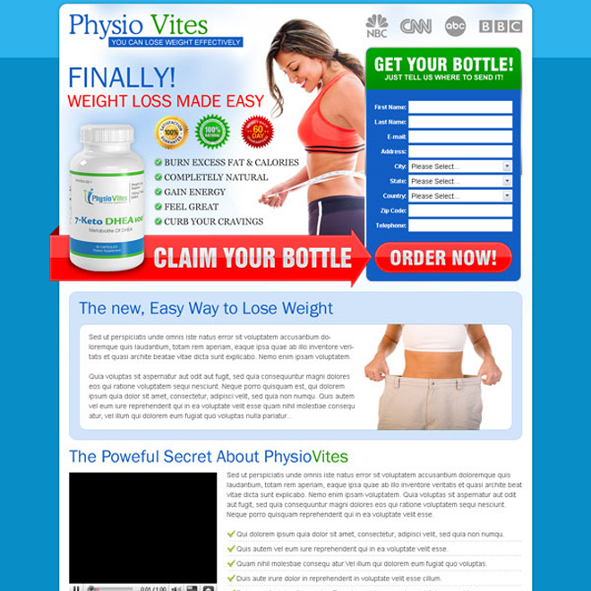 attractive weight loss product beautifully designed lead capture landing page