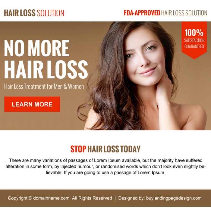 hair loss solution minimal ppv landing page design