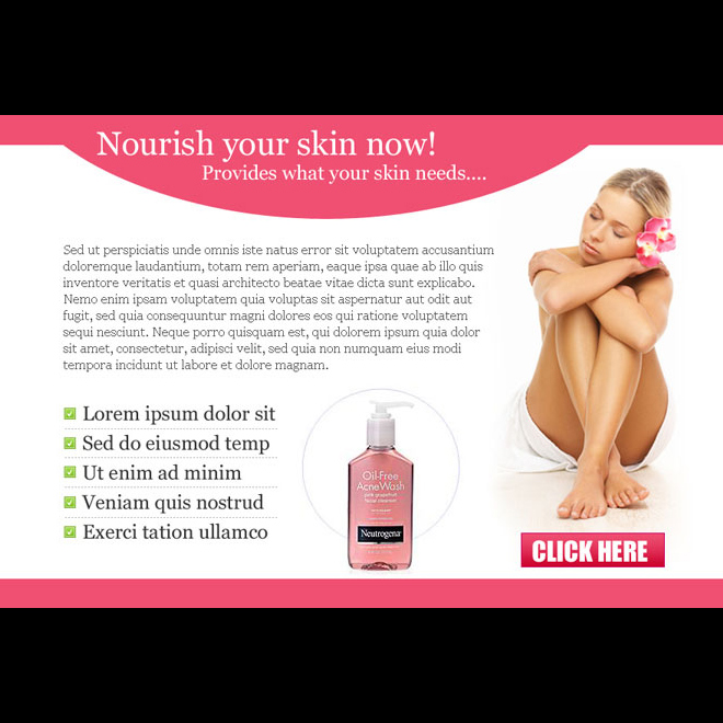nourish your skin now appealing and attractive ppv landing page design template Skin Care example