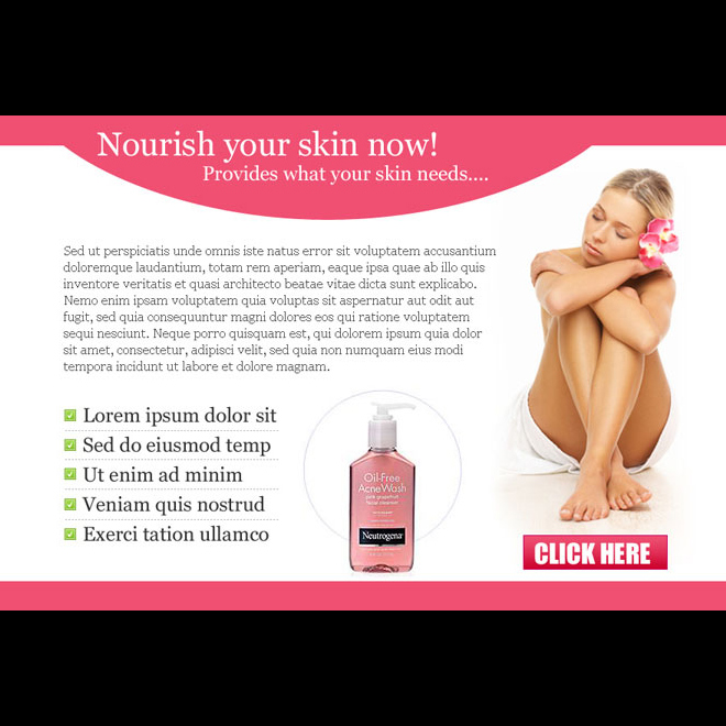 nourish your skin now appealing and attractive ppv landing page design template