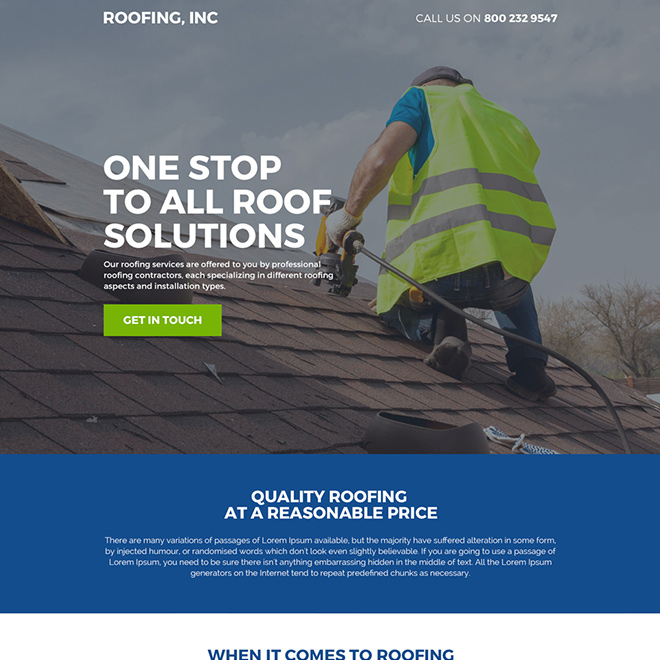 professional roofing contractors responsive landing page design Roofing example