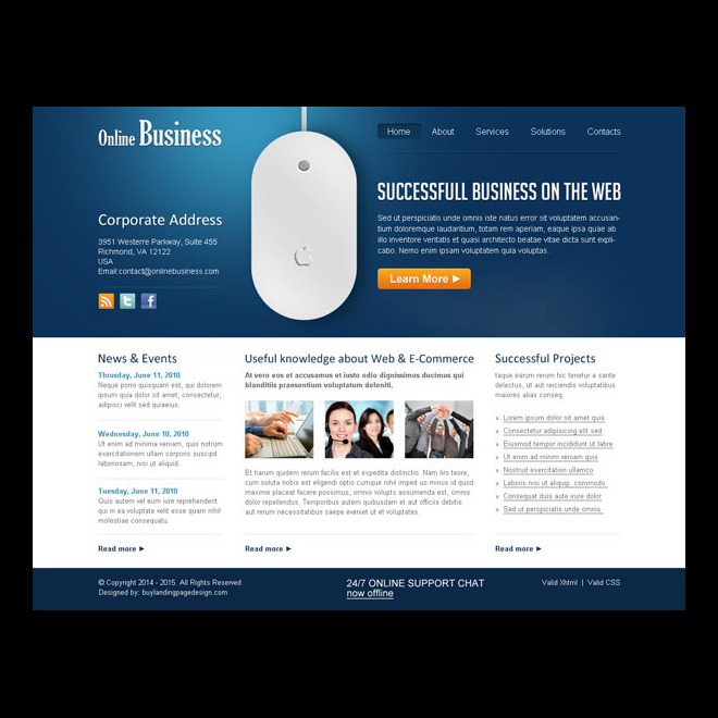Online Business Professional And Clean Website Template Design Psd Free Professional Business Website Templates