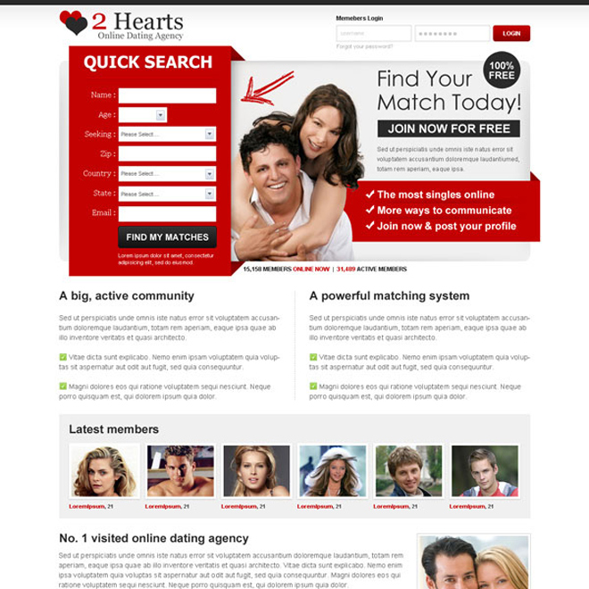 find your match today join now for free attractive landing page design