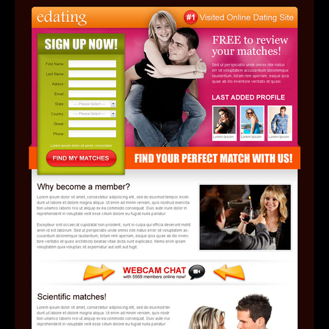 converting lead capture dating landing page Dating example