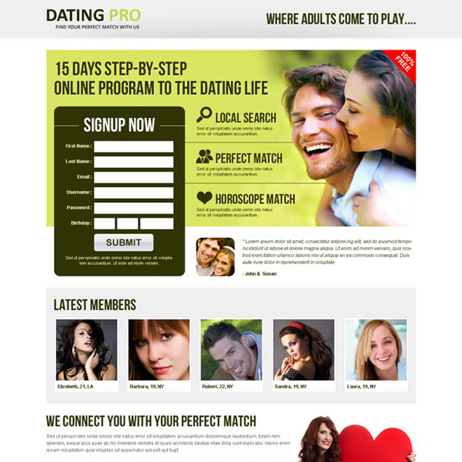 improve your leads with our online program to the dating life landing page