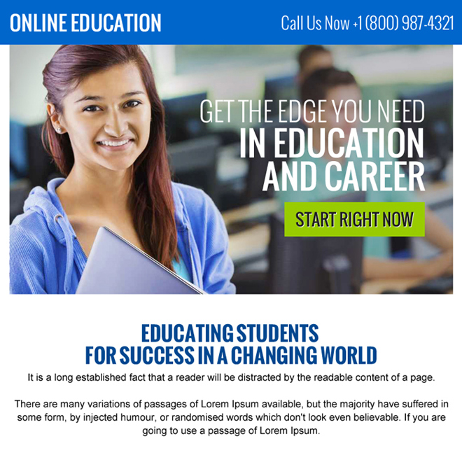 online education call to action ppv landing page design