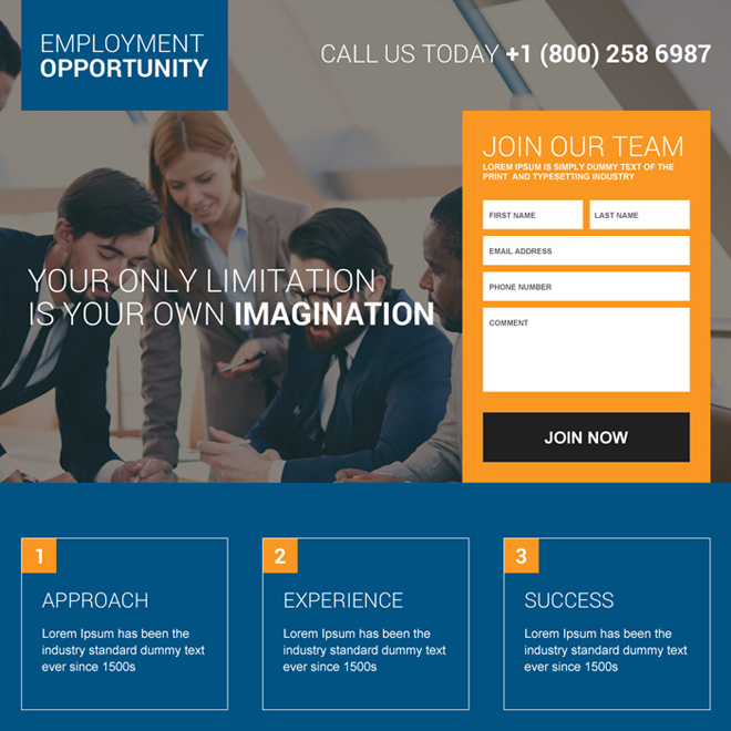 online employment opportunities responsive landing page design