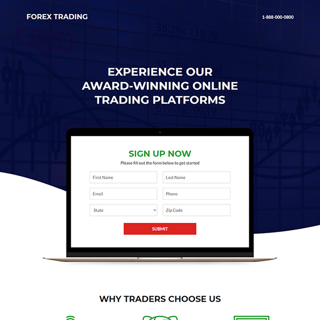 online forex trading platform responsive landing page Forex Trading example