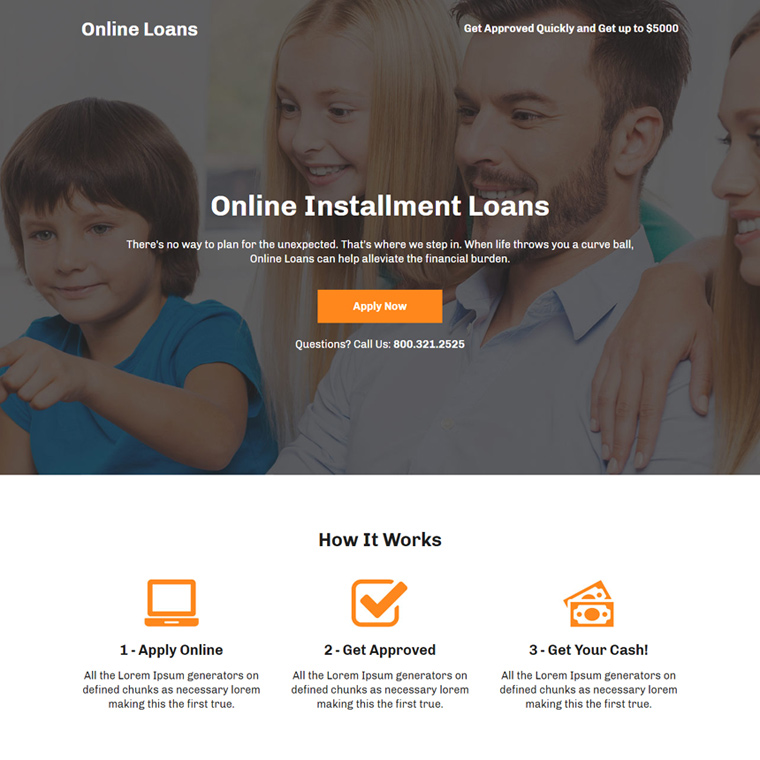 online loan installment responsive landing page Loan example
