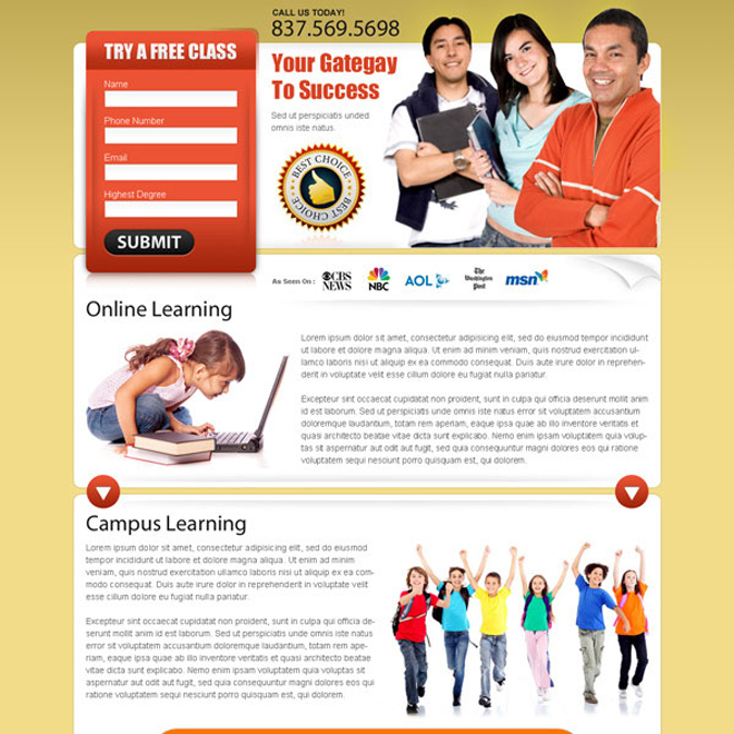 online learning effective lead capture squeeze page design