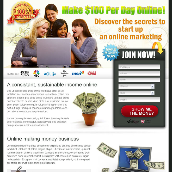 discover the secrets to online marketing landing page design for sale Make Money Online example