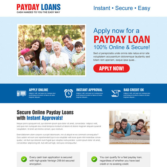 responsive payday loan call to action landing page