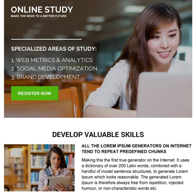 sign up generating online education ppv landing page design