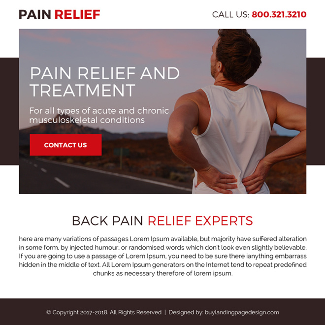 back pain relief treatment call to action ppv landing page Pain Relief example