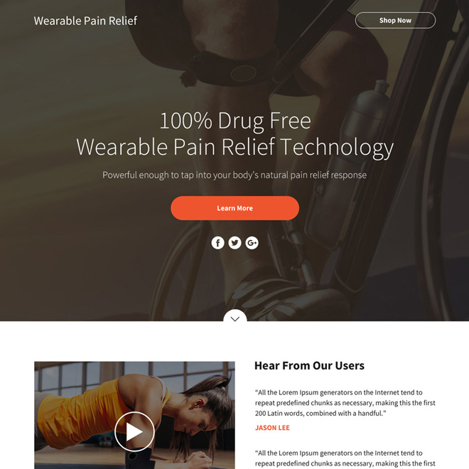 wearable pain relief technology sales funnel page design