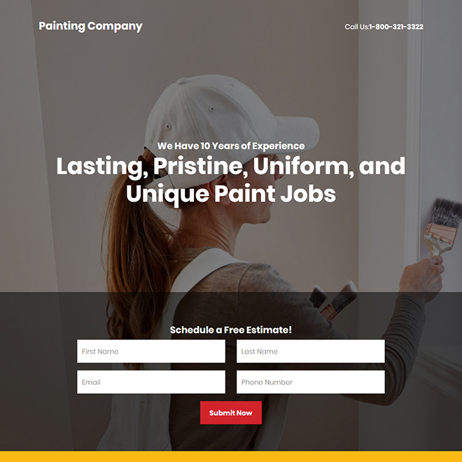 residential and commercial painting company responsive landing page Home Improvement example