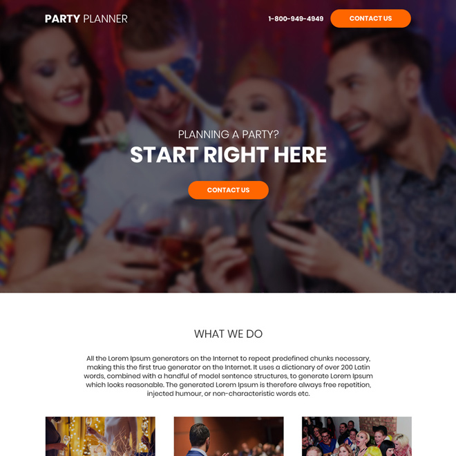 party planners bootstrap landing page design Event example