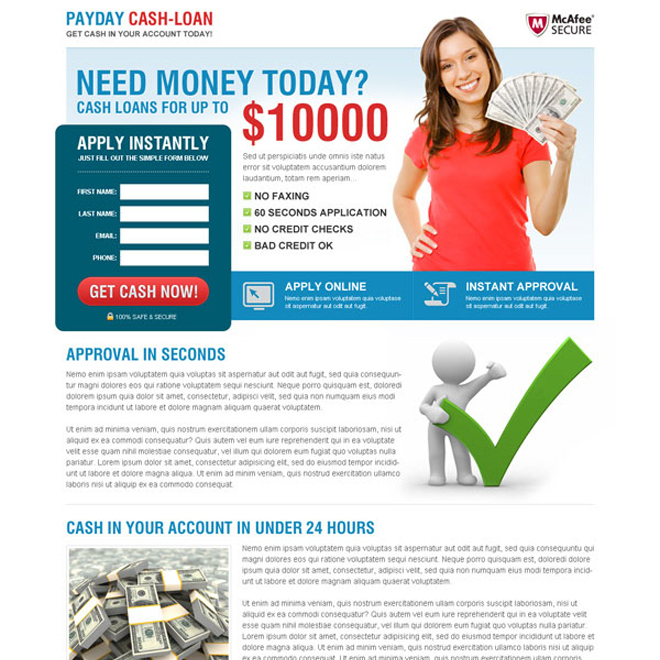 payday cash loan effective and converting landing page