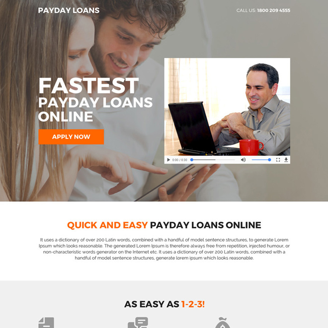 payday loan mini video responsive landing page design