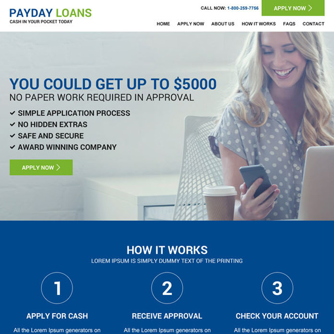 payday loan responsive website design template