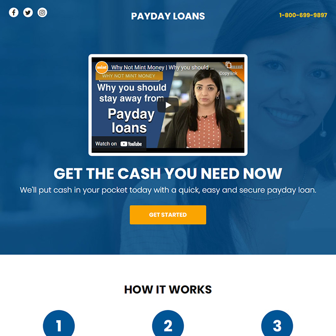 payday loan video responsive funnel design