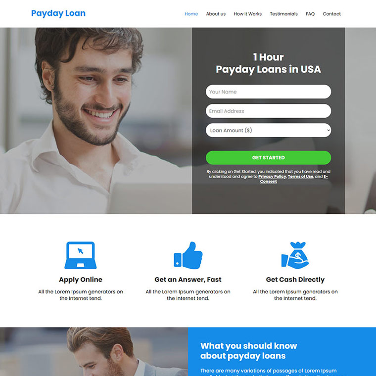 payday cash loan responsive website design Payday Loan example