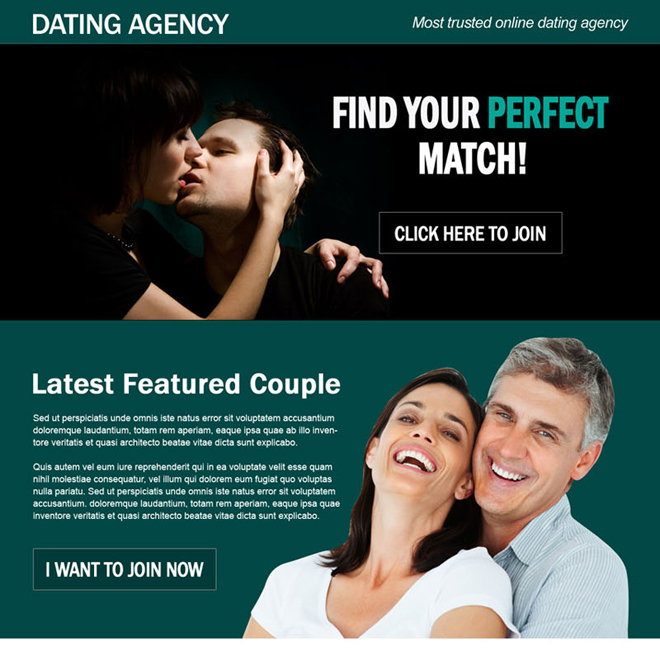 perfect match online dating agency effective call to action landing page design