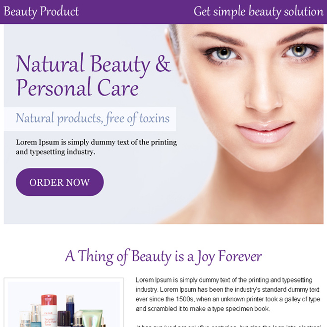 personal beauty care appealing ppv landing page design