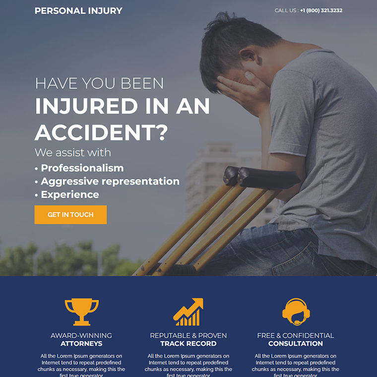 personal injury accident compensation responsive landing page