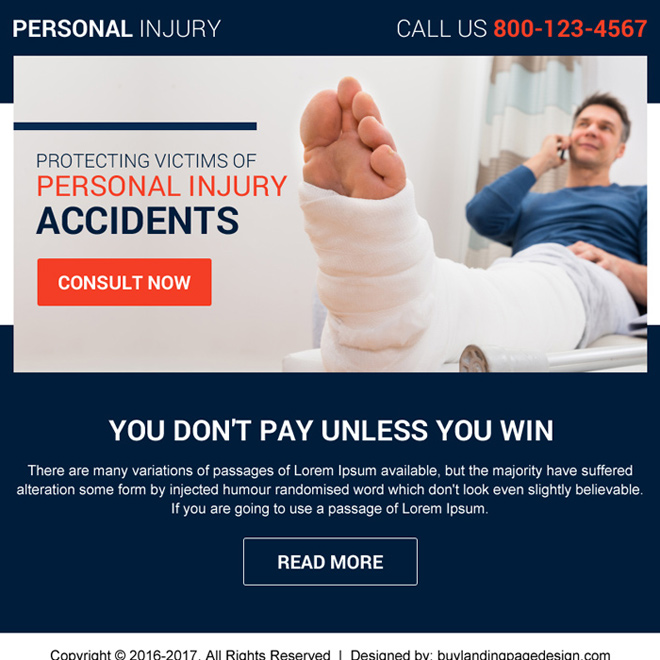 professional personal injury ppv landing page design Personal Injury example