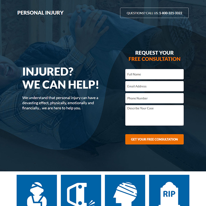 personal injury free consultation responsive landing page Personal Injury example