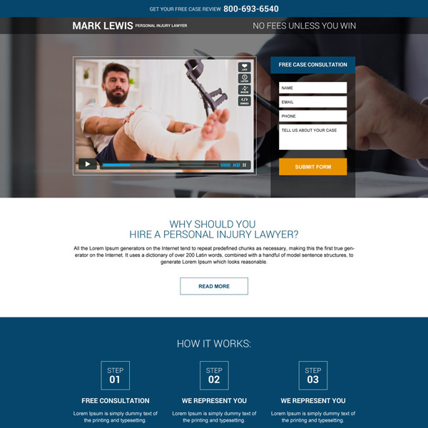 personal injury lawyer responsive landing page design Personal Injury example