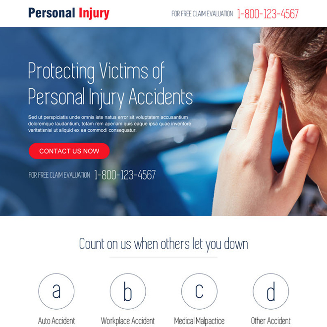 personal injury responsive landing page design template Personal Injury example