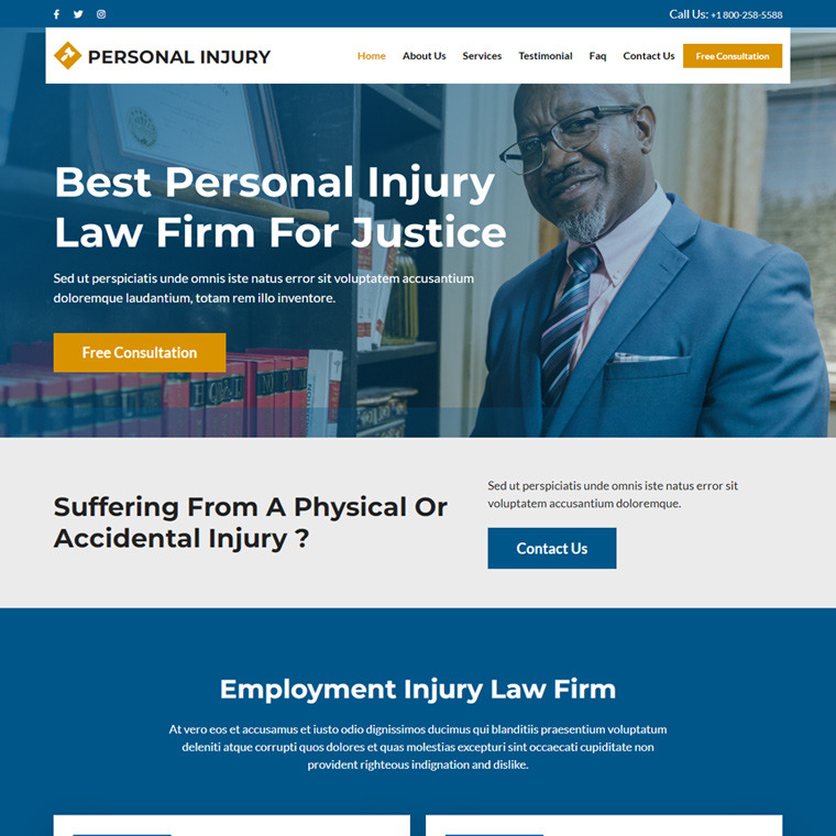 best personal injury law firm responsive website design Personal Injury example