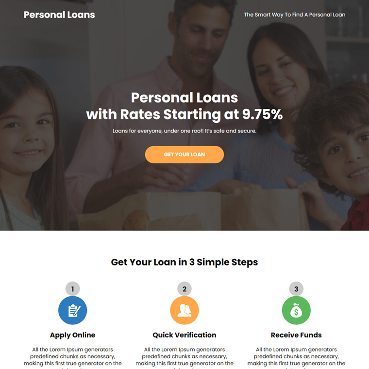 personal loan lead capture responsive landing page