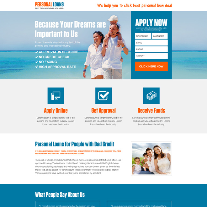 responsive personal loan landing page design template Loan example