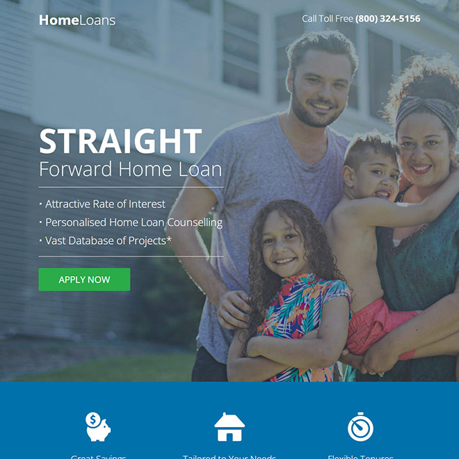 home loan service online application responsive landing page Home Loan example