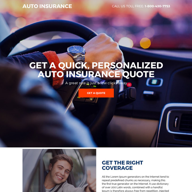 professional auto insurance quote capturing responsive landing page