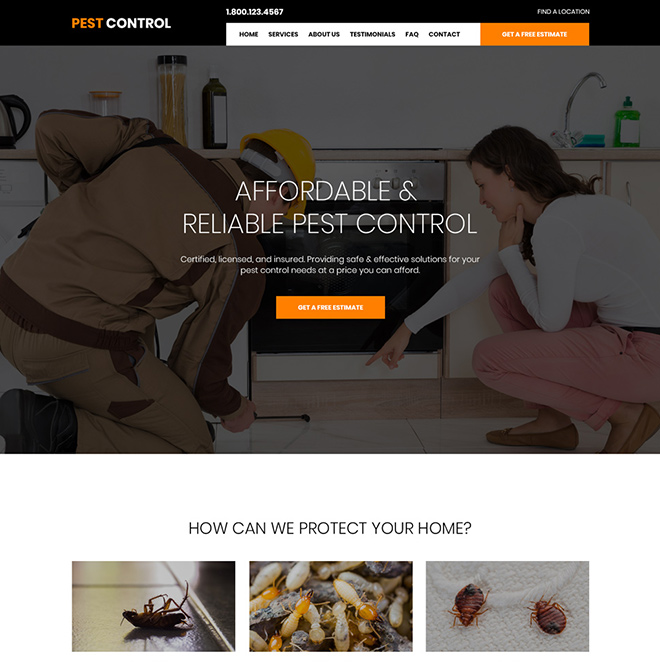 affordable pest control service responsive website design