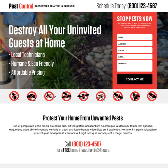 responsive pest control service for home landing page