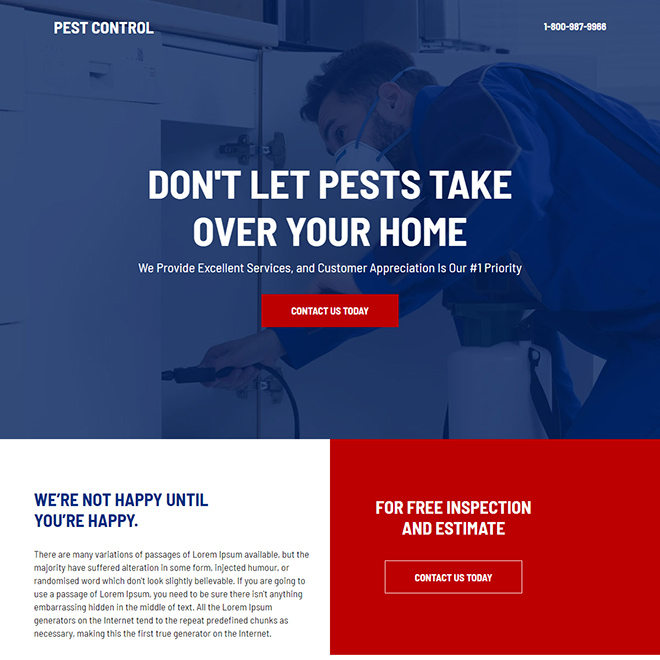 pest control service free estimate responsive landing page Pest Control example