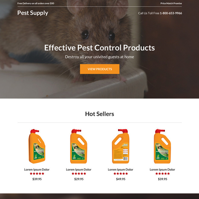 pest control product selling responsive landing page Pest Control example