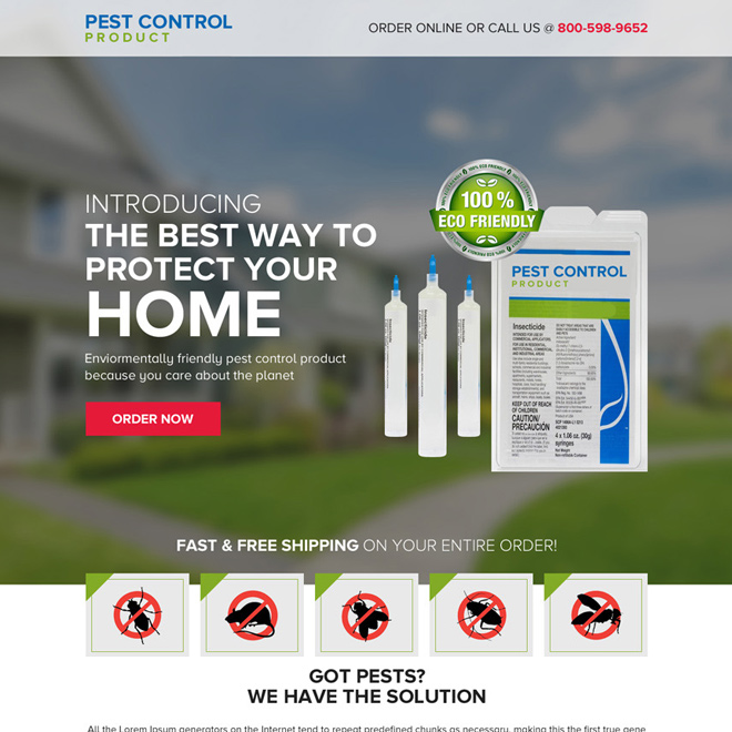 pest control product selling responsive landing page design