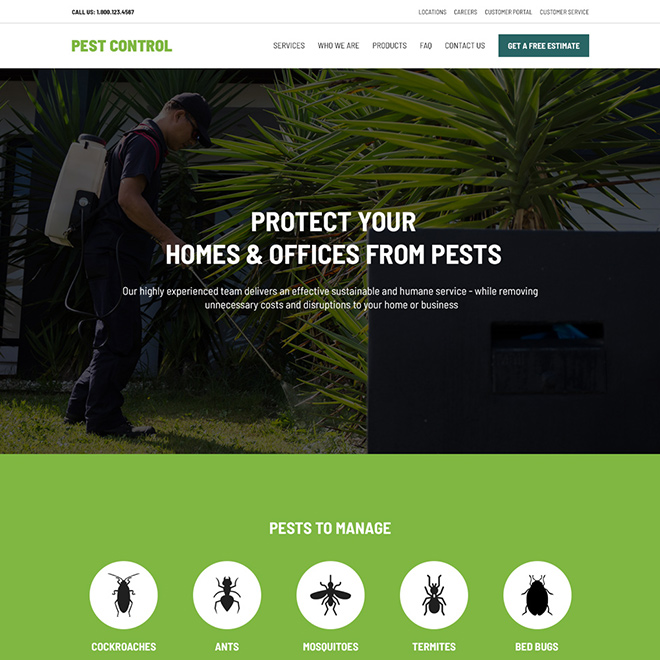 pest control product and services responsive website design Pest Control example